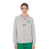 Equestro Women's Hoodie With Zip And Sponge Logo #colour_grey-green