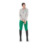 Equestro Women's Hoodie With Zip And Sponge Logo #colour_grey-green