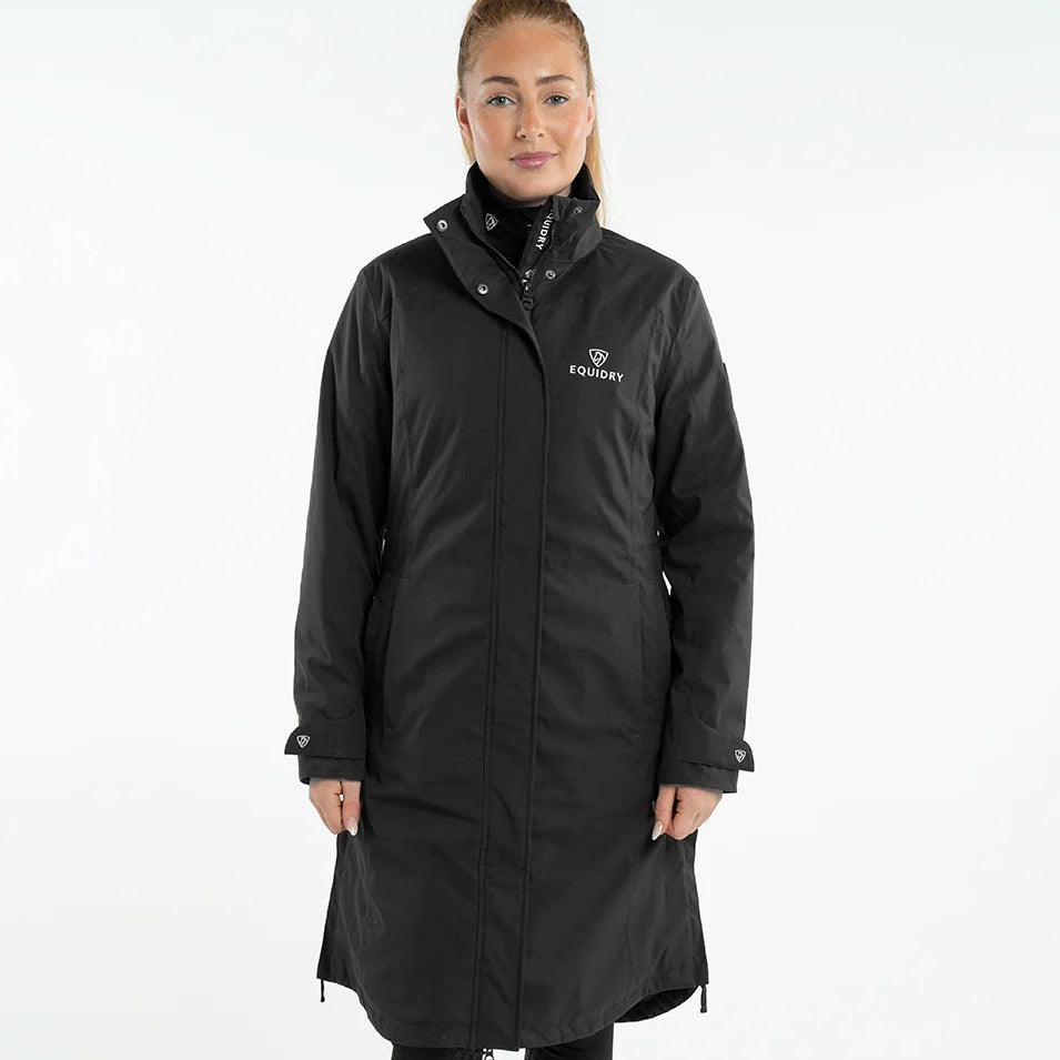 EQUIDRY Women's Bronte Riding Coat with Removable Hood #colour_black