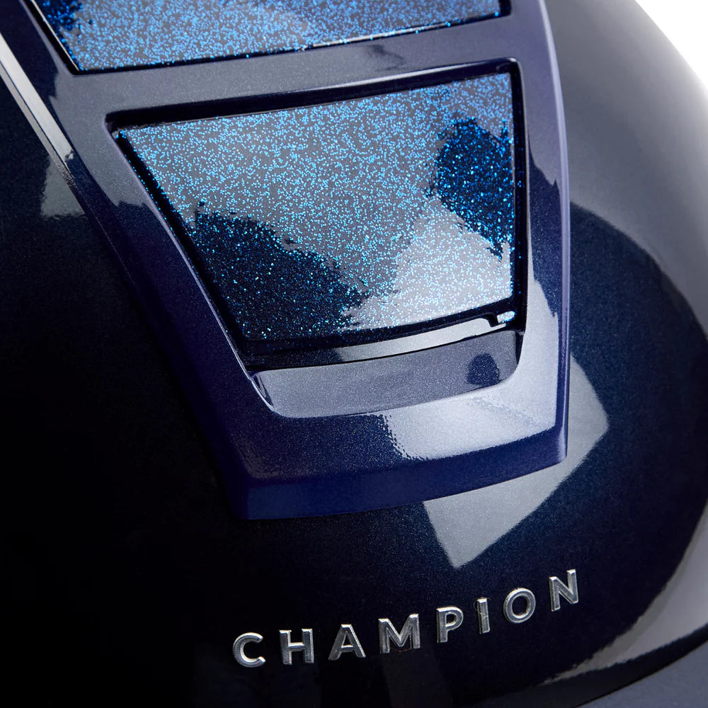 Champion Insight Glitter Oval Wide Peak Riding Hat #colour_metallic-navy-sparkle-navy