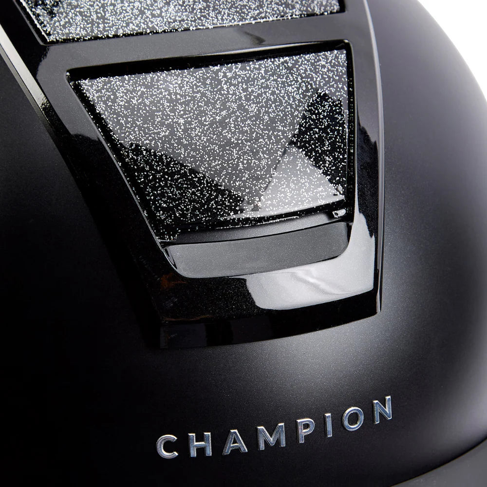 Champion Insight Glitter Oval Standard Peak Riding Hat #colour_matt-black-sparkle-black