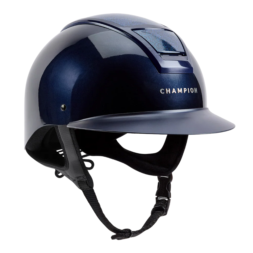 Champion Insight Glitter Oval Wide Peak Riding Hat #colour_metallic-navy-sparkle-navy
