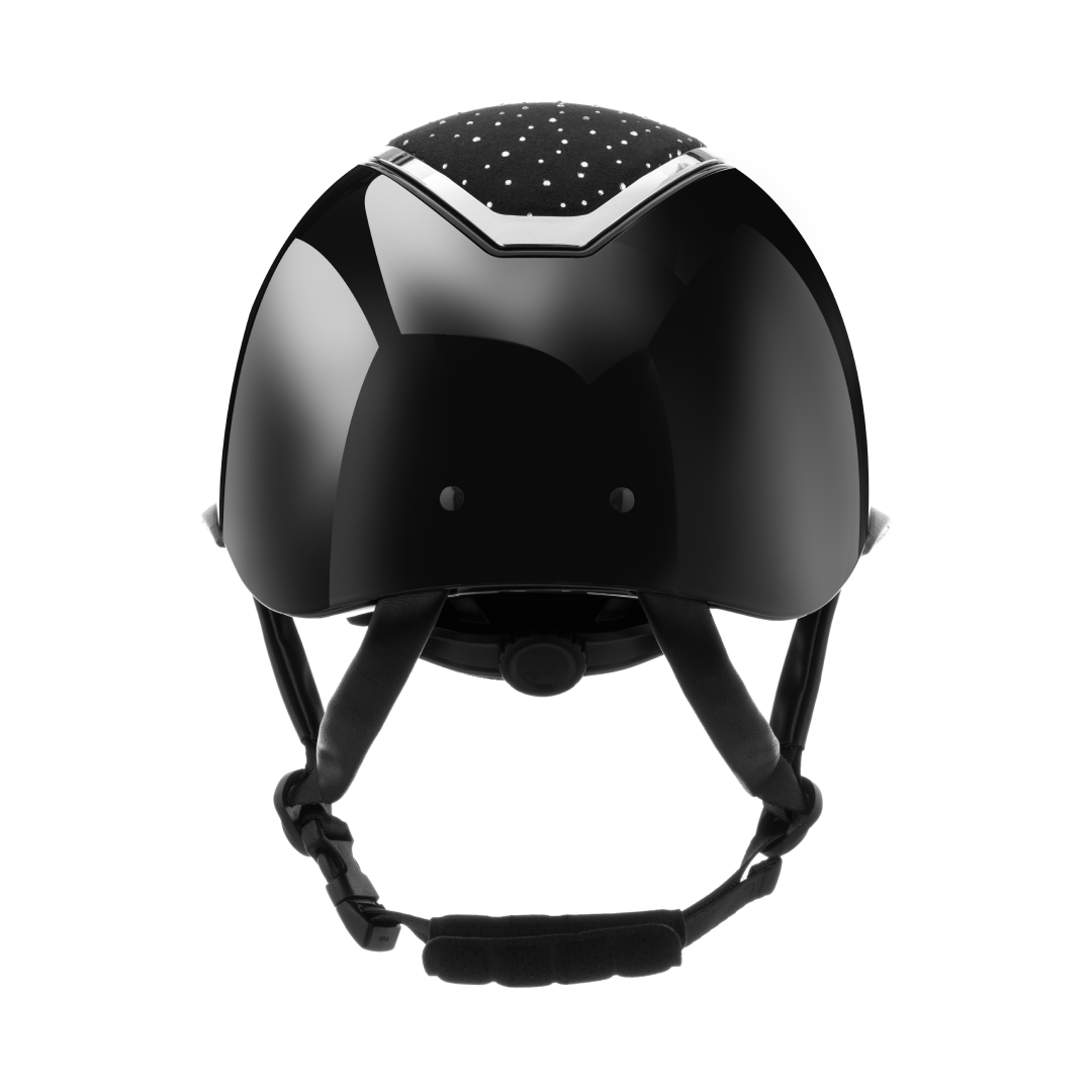 Charles Owen Kylo Crystal Gloss Wide Peak with MIPS Riding Hat #colour_black-gloss-chrome