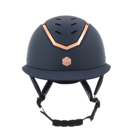 Charles Owen Kylo Matte Wide Peak Riding Hat #colour_navy-matte-rose-gold