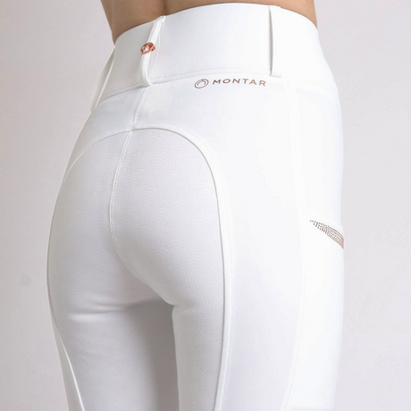 Montar MoKelsey Rose Gold Crystals Full Grip Riding Tights #colour_white