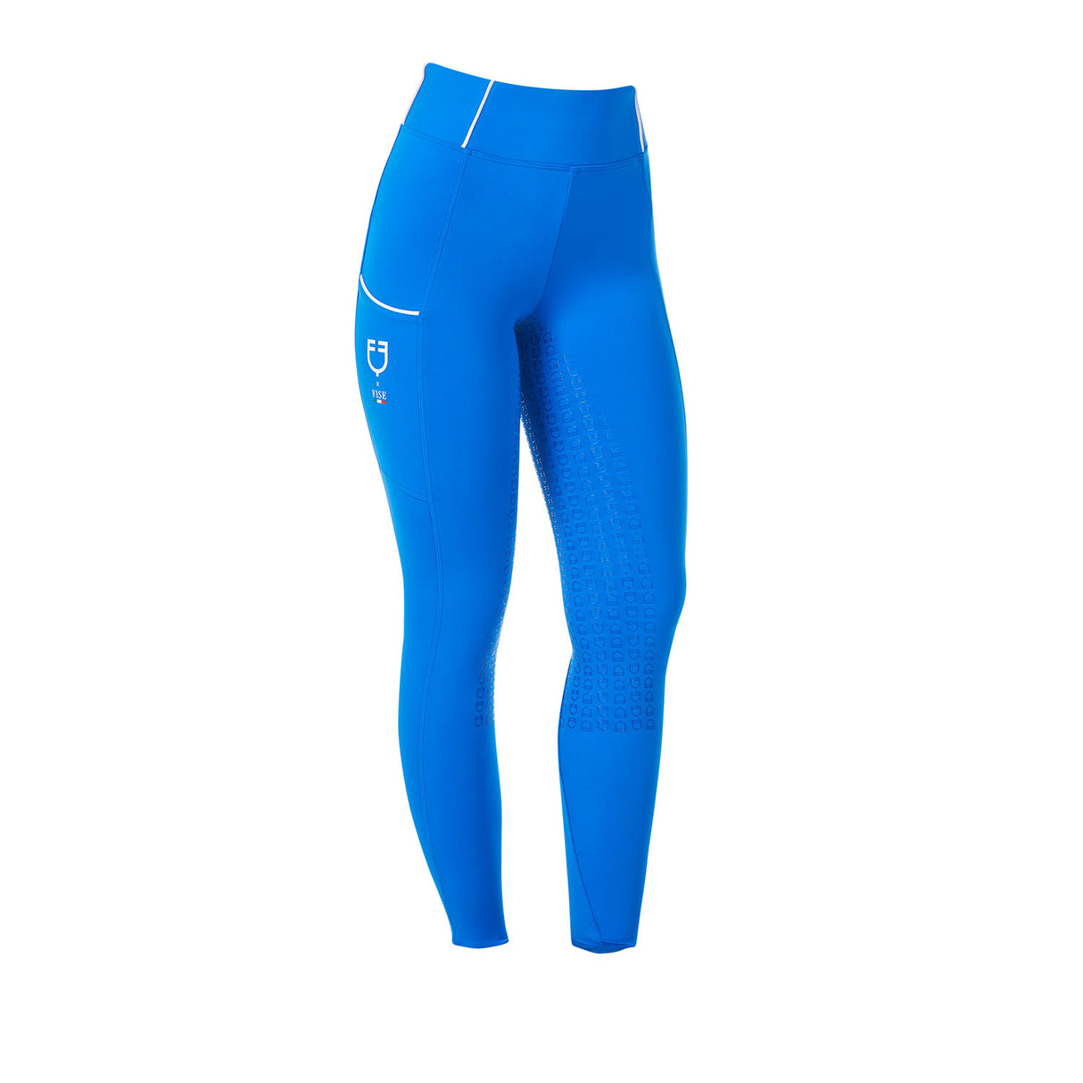 Equestro Women's Slim Fit Full Grip Leggings Equestro X Fise #colour_blue