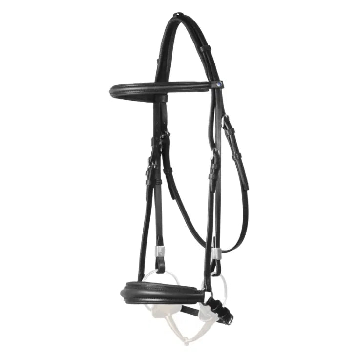 Stubben Leitrim Hanoverian Noseband with Slide/Lock Snaffle Bridle #colour_black-black