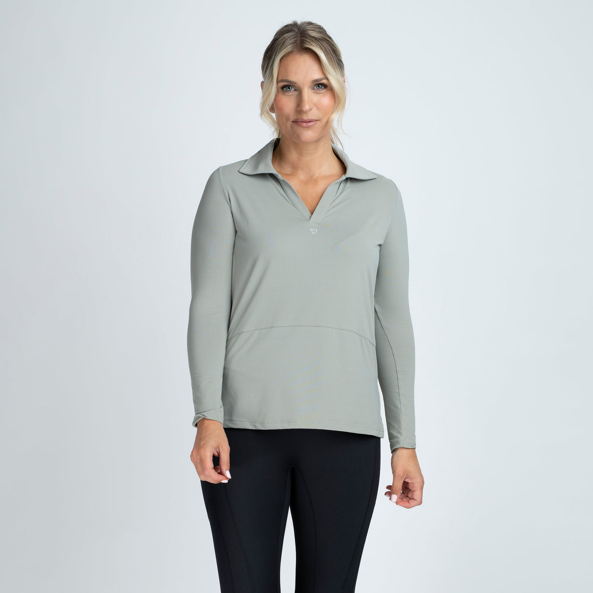 Mochara V Neck Long Sleeve Shirt #colour_pistachio