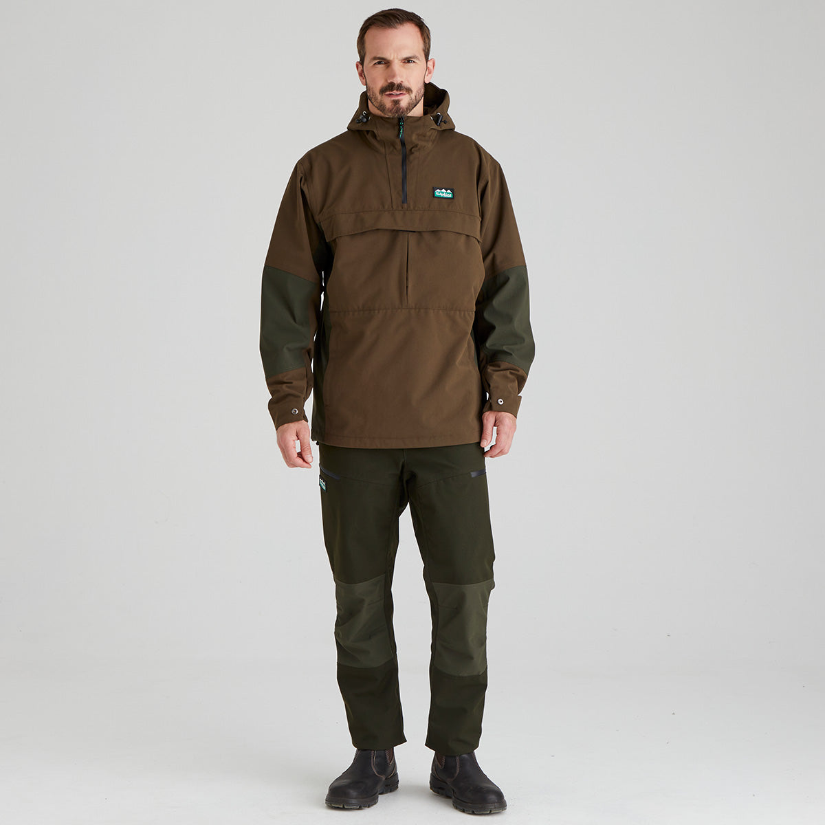 Ridgeline Mens Cambrian Smock #colour_bark-deep-forest