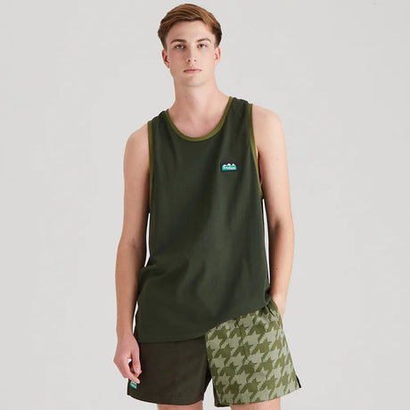 Ridgeline Mens Signature Singlet #colour_deep-forest