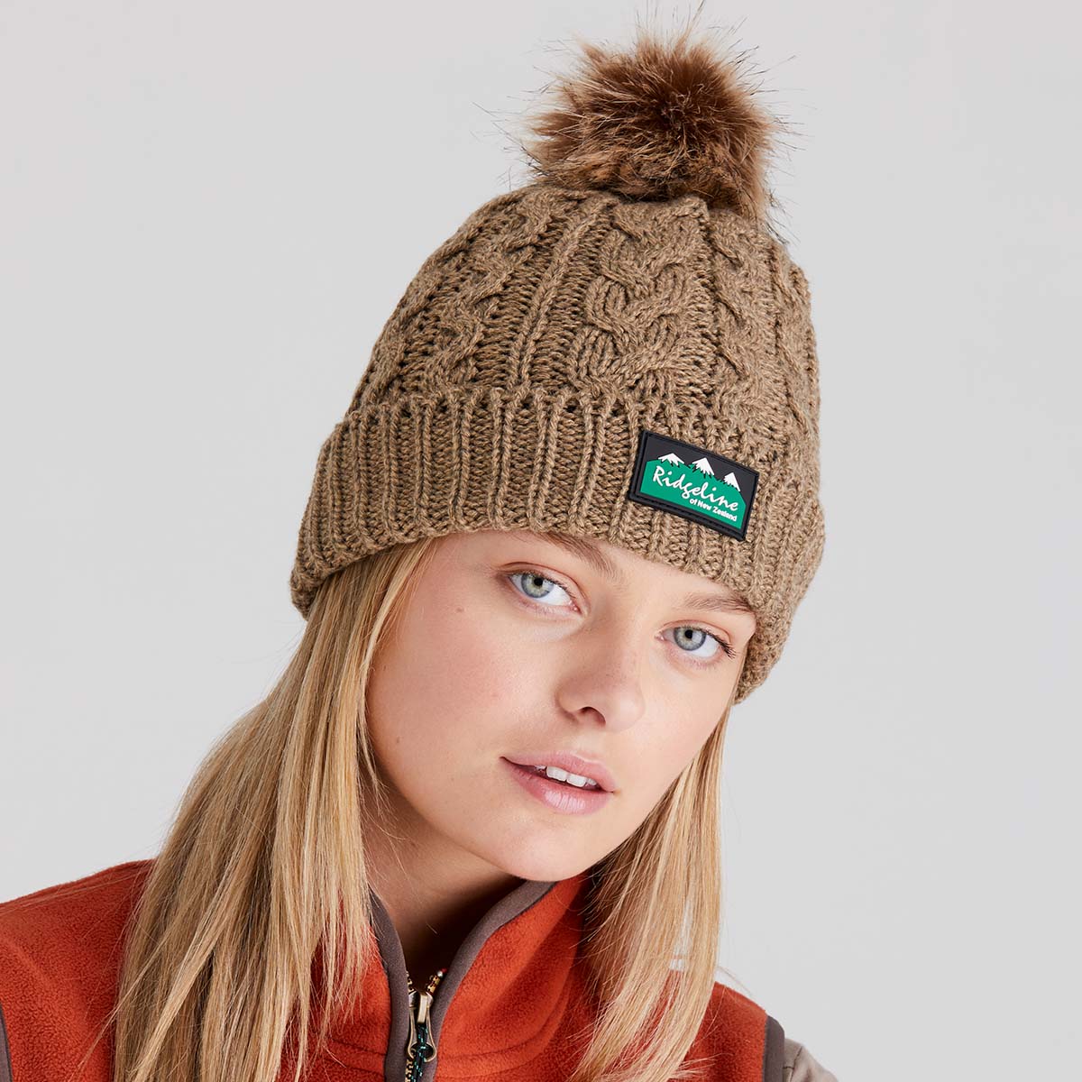 Ridgeline Nordic Fleck Bobble Hat #colour_teak