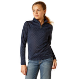 Ariat Youth Sunstopper 3.0 1/4 Zip Baselayer #colour_navy-dot