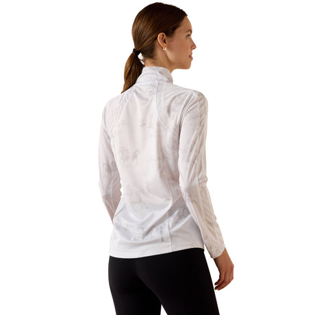 Ariat Women's Sunstopper 3.0 1/4 Zip Baselayer #colour_white-mirage-print