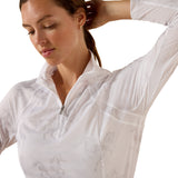 Ariat Women's Sunstopper 3.0 1/4 Zip Baselayer #colour_white-mirage-print