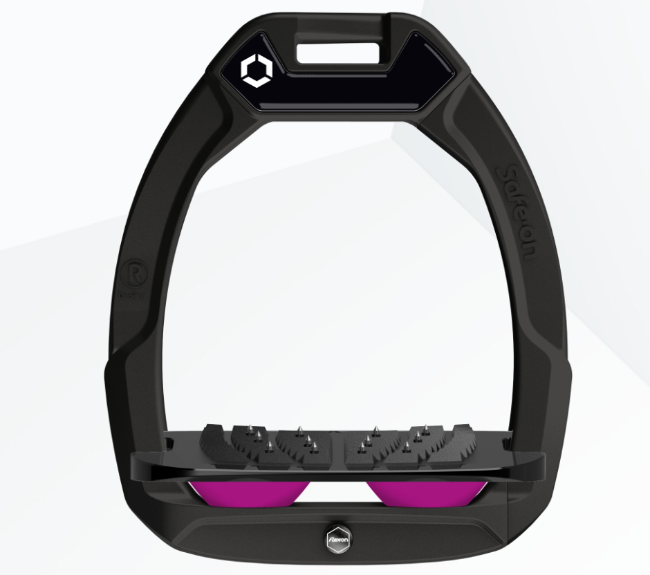 Flex-on safe-on skrå ultra greb stigbøjler-sort/sort/blomme