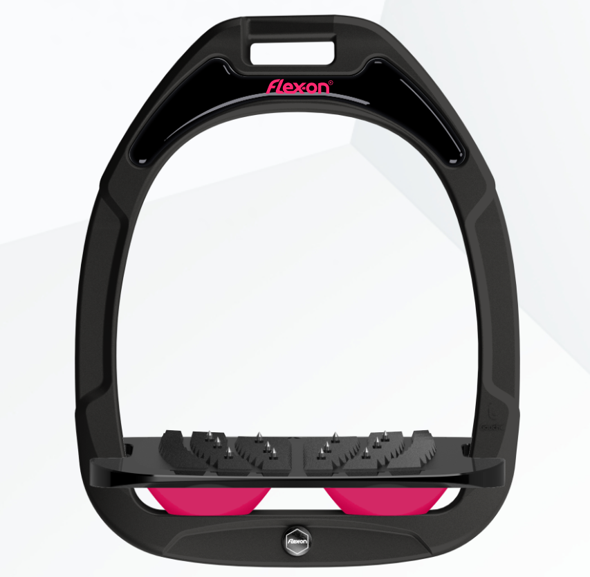Flex-On Green Composite Inclined Ultra Grip Steigbügel – Schwarz/Schwarz/Pink