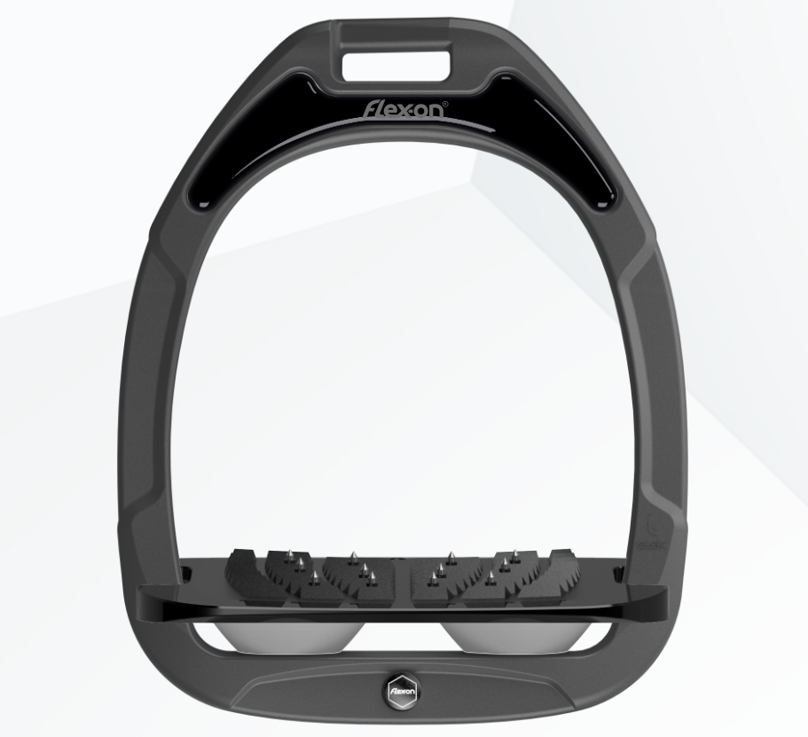 Flex-On Green Composite Inclined Ultra Grip Stirrups - Dark Grey/Black/Grey