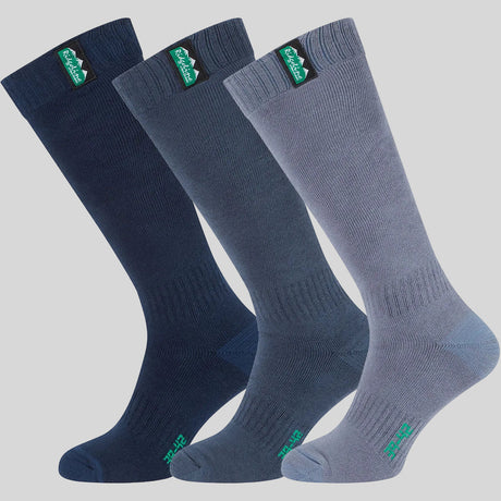 Cotton Work Socks Navy Multi (3 pack) - Full Length