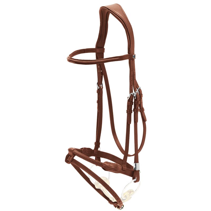 Stubben 2700 Pro-Jump Rope Noseband with Leather Snaffle Bridle #colour_redwood-redwood