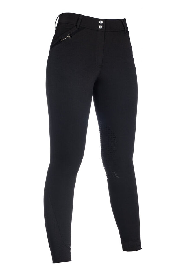 HKM Ladies Knee Patch Riding Breeches -Essentials #colour_black