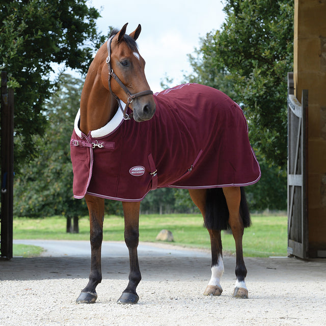 Weatherbeeta Sherpa Fleece Cooler Standard Neck #colour_maroon-white