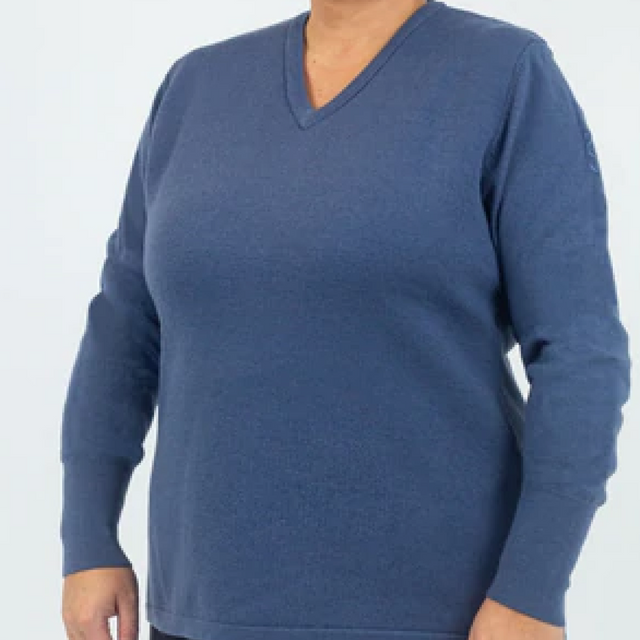 PS of Sweden Curvy Zelda Knit Sweater #colour_dim-blue