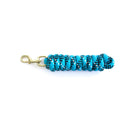 KM Elite Cotton Double Braided Leadrope - 7ft #colour_black-white-teal