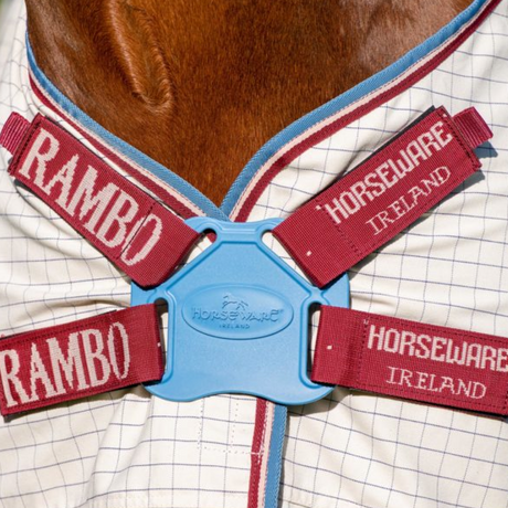 Horseware Ireland Rambo Optimo Supreme Summer Sheet #colour_navy-check-cherry-peach-blue