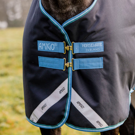 Horseware Ireland Amigo Bravo 12 Original 100g Turnout Rug #colour_navy-turquoise-aqua-blue