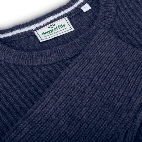 Hoggs of Fife Borders Men's Ribbed Knit Jumper #colour_indigo