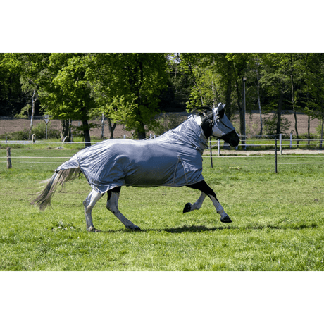 HKM Grey Fly Rug With Neck #colour_grey