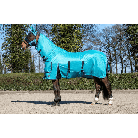 HKM Lissabon Style Fly Rug With Neck #colour_aqua