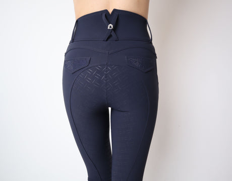 Montar Brielle Extra High Waisted Crystal Full Grip Breeches #colour_navy